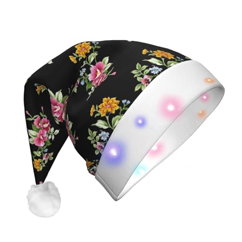 zkyfll Handbemalter Blumendruck, Weihnachtsmannmütze, Plüsch, beleuchtet, lustige Weihnachtsmütze für Erwachsene, Weihnachtsfeier zkyfll Handbemalter Blumendruck, Weihnachtsmannmütze, Plüsch, beleuchtet, lustige Weihnachtsmütze für Erwachsene, Weihnachtsfeier von zkyfll