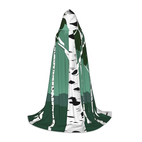 zkyfll Kapuzenumhang mit Birkenbäumen, klein, Halloween-Kostüm, Halloween, Cosplay, Hexe, Robe, Umhang von zkyfll