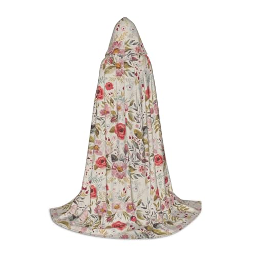 zkyfll Kapuzenumhang mit Blumenblatt-Druck, klein, Halloween-Kostüm, Halloween, Cosplay, Hexe, Umhang von zkyfll