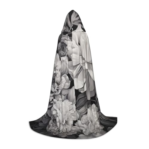 zkyfll Kapuzenumhang mit Blumenmuster, Graphitdruck, klein, Halloween-Kostüm, Halloween, Cosplay, Hexe, Robe Cape von zkyfll