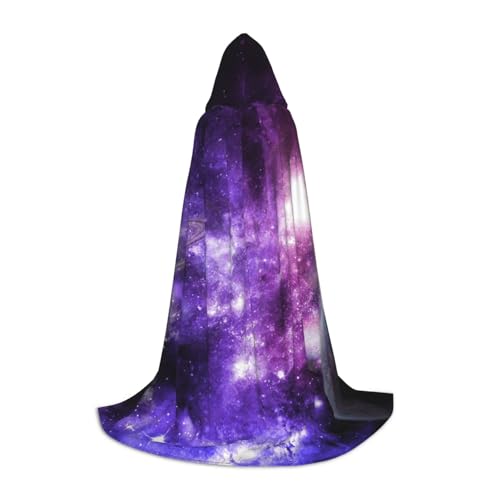 zkyfll Kapuzenumhang mit Galaxiehimmel, bedruckt, klein, Halloween-Kostüm, Halloween, Cosplay, Hexe, Robe, Umhang von zkyfll
