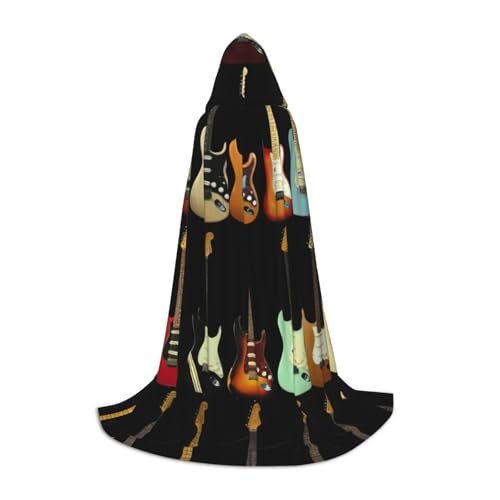zkyfll Kapuzenumhang mit Gitarren-Motiv, klein, Halloween-Kostüm, Halloween, Cosplay, Hexe, Robe, Umhang von zkyfll