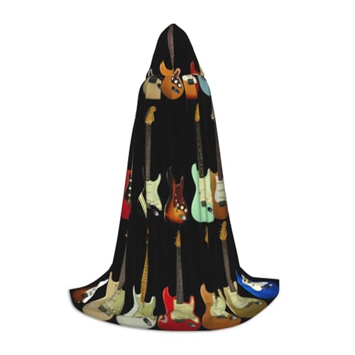 zkyfll Kapuzenumhang mit Gitarren-Motiv, klein, Halloween-Kostüm, Halloween, Cosplay, Hexe, Robe, Umhang von zkyfll
