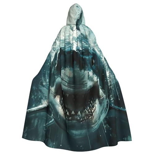 zkyfll Kapuzenumhang mit Hai-Aufdruck, für Damen und Herren, Erwachsenenlänge, mit Kapuze, Halloween, Cosplay-Kostüme zkyfll Kapuzenumhang mit Hai-Aufdruck, für Damen und Herren, Erwachsenenlänge, mit Kapuze, Halloween, Cosplay-Kostüme von zkyfll