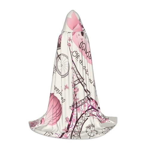 zkyfll Kapuzenumhang mit Hund und Paris Towe-Druck, klein, Halloween-Kostüm, Halloween, Cosplay, Hexe, Robe Cape von zkyfll
