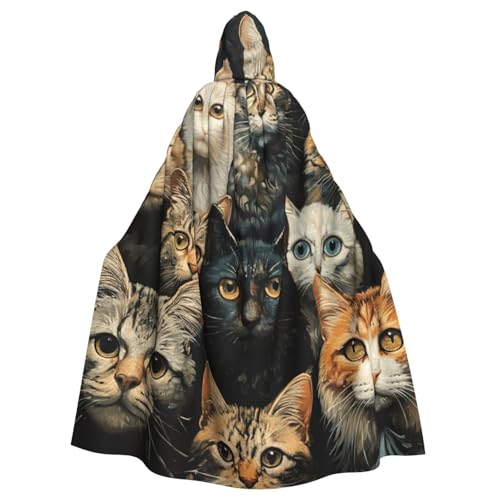 zkyfll Kapuzenumhang mit Katzendruck, für Damen und Herren, Erwachsenenlänge, mit Kapuze, Halloween, Cosplay-Kostüme zkyfll Kapuzenumhang mit Katzendruck, für Damen und Herren, Erwachsenenlänge, mit Kapuze, Halloween, Cosplay-Kostüme von zkyfll