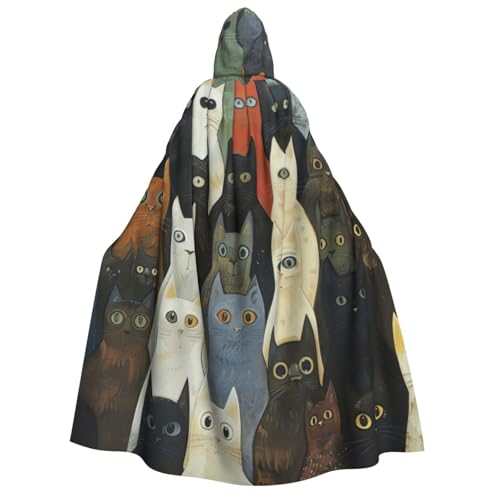 zkyfll Kapuzenumhang mit Katzendruck, groß, für Damen und Herren, Erwachsenenlänge, mit Kapuze, Halloween, Cosplay-Kostüme zkyfll Kapuzenumhang mit Katzendruck, groß, für Damen und Herren, Erwachsenenlänge, mit Kapuze, Halloween, Cosplay-Kostüme von zkyfll