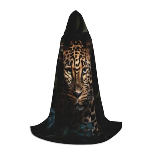 zkyfll Kapuzenumhang mit Leopardenmuster, klein, Halloween-Kostüm, Halloween, Cosplay, Hexe, Robe Cape von zkyfll
