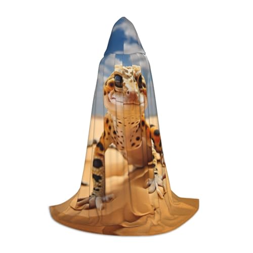 zkyfll Kapuzenumhang mit Leopardenmuster und Gecko-Druck, klein, Halloween-Kostüm, Halloween, Cosplay, Hexe, Robe, Umhang von zkyfll