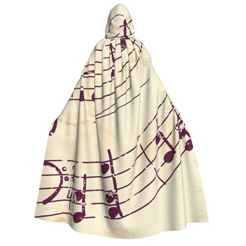 zkyfll Kapuzenumhang mit Musiknote, Blumendruck, groß, für Damen und Herren, Erwachsenenlänge, mit Kapuze, Halloween-Cosplay-Kostüme von zkyfll