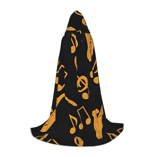 zkyfll Kapuzenumhang mit Musiknoten, Drillings-Druck, klein, Halloween-Kostüm, Halloween, Cosplay, Hexe, Robe, Umhang von zkyfll