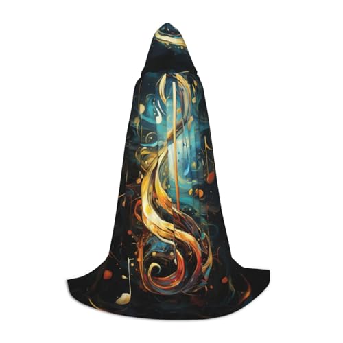 zkyfll Kapuzenumhang mit Musiksymbol, klein, Halloween-Kostüm, Halloween, Cosplay, Hexe, Robe Cape von zkyfll