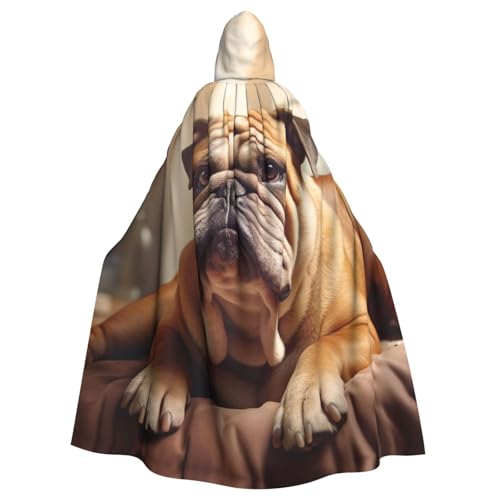 zkyfll Kapuzenumhang mit englischer Bulldogge, für Damen und Herren, Erwachsenenlänge, mit Kapuze, Halloween, Cosplay-Kostüme zkyfll Kapuzenumhang mit englischer Bulldogge, für Damen und Herren, Erwachsenenlänge, mit Kapuze, Halloween, Cosplay-Kostüme von zkyfll