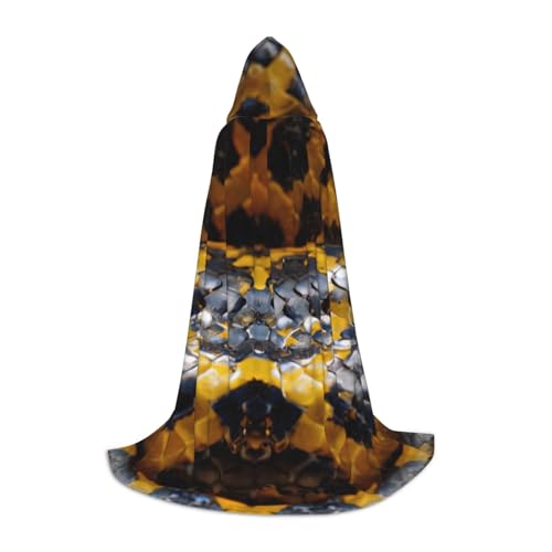 zkyfll Kapuzenumhang mit gelbem Schlangenmuster, klein, Halloween-Kostüm, Halloween, Cosplay, Hexe, Robe, Umhang von zkyfll