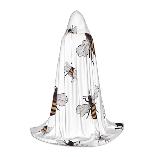 zkyfll Kapuzenumhang mit lustigem Bienen-Druck, klein, Halloween-Kostüm, Halloween, Cosplay, Hexe, Umhang von zkyfll