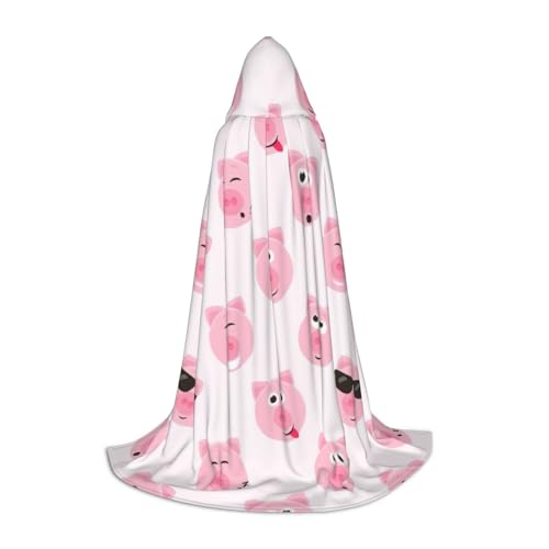 zkyfll Kapuzenumhang mit lustigem rosa Schweinegesicht, klein, Halloween-Kostüm, Halloween, Cosplay, Hexe, Umhang von zkyfll