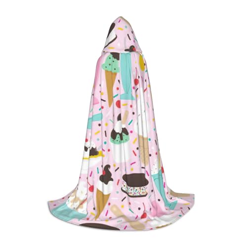 zkyfll Kapuzenumhang mit süßem Eiscreme-Aufdruck, Halloween-Kostüm, Halloween, Cosplay, Hexe, Robe, Umhang zkyfll Kapuzenumhang mit süßem Eiscreme-Aufdruck, Halloween-Kostüm, Halloween, Cosplay, Hexe, Robe, Umhang von zkyfll