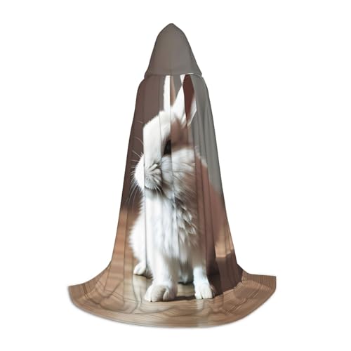 zkyfll Kapuzenumhang mit weißem Hasen-Motiv, klein, Halloween-Kostüm, Halloween, Cosplay, Hexe, Umhang von zkyfll
