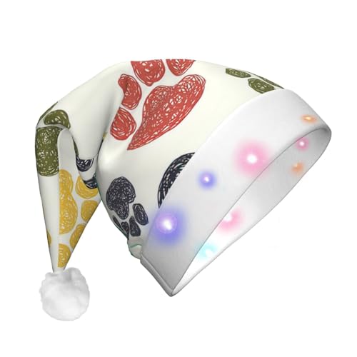 zkyfll Niedlicher Weihnachtsmannhut mit Hundepfoten-Druck, lustiger Weihnachtshut für Erwachsene, Weihnachtsfeier zkyfll Niedlicher Weihnachtsmannhut mit Hundepfoten-Druck, lustiger Weihnachtshut für Erwachsene, Weihnachtsfeier von zkyfll
