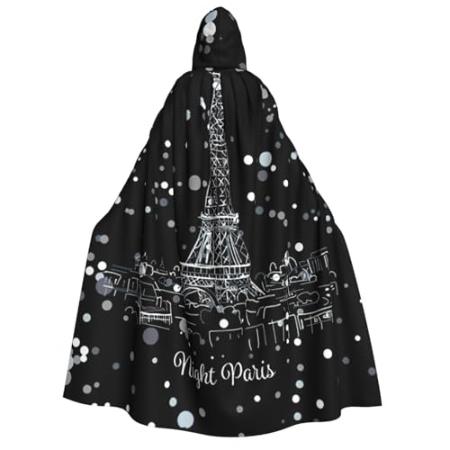 zkyfll Night Paris Eiffelturm-Druck, groß, Damen, Herren, Erwachsene, Länge, Kapuzenumhang mit Kapuze, Halloween-Cosplay-Kostüme zkyfll Night Paris Eiffelturm-Druck, groß, Damen, Herren, Erwachsene, Länge, Kapuzenumhang mit Kapuze, Halloween-Cosplay-Kostüme von zkyfll