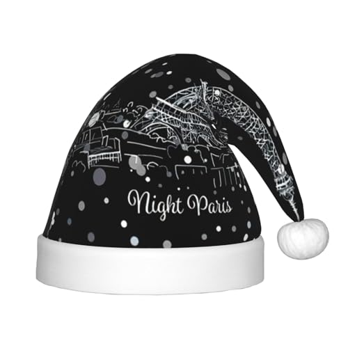 zkyfll Night Paris Weihnachtsmütze mit Eiffelturm-Druck, kleine Größe, Weihnachtsgeschenke, lustiger Weihnachtshut zkyfll Night Paris Weihnachtsmütze mit Eiffelturm-Druck, kleine Größe, Weihnachtsgeschenke, lustiger Weihnachtshut von zkyfll