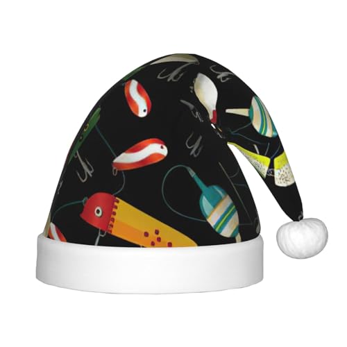 zkyfll Nikolaushut mit Fischköderaufdruck, kleine Größe, Weihnachtsgeschenke, lustiger Plüsch-Weihnachtshut, Party zkyfll Nikolaushut mit Fischköderaufdruck, kleine Größe, Weihnachtsgeschenke, lustiger Plüsch-Weihnachtshut, Party von zkyfll