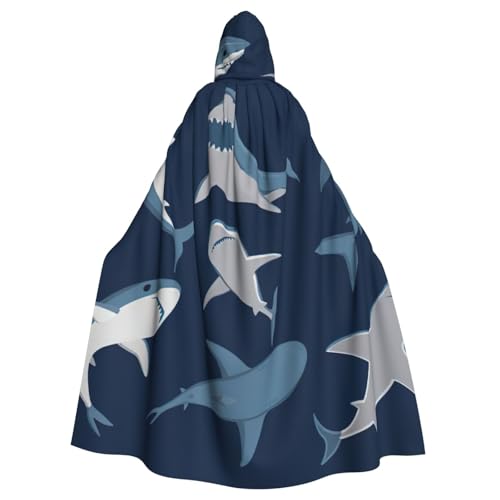 zkyfll Ocean Shark Print Damen Herren Erwachsene Länge Kapuzenumhang Umhang mit Kapuze Halloween Cosplay Kostüme zkyfll Ocean Shark Print Damen Herren Erwachsene Länge Kapuzenumhang Umhang mit Kapuze Halloween Cosplay Kostüme von zkyfll