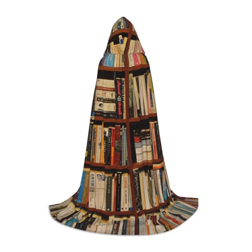 zkyfll Ordentlicher Bücherregal-Druck, kleiner Umhang mit Kapuze, Halloween-Kostüm, Halloween, Cosplay, Hexe, Robe, Umhang von zkyfll
