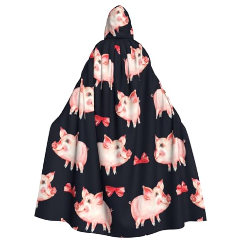 zkyfll Roter süßer Schweinchen-Druck, für Damen und Herren, Erwachsene, langer Kapuzenumhang mit Kapuze, Halloween-Cosplay-Kostüme zkyfll Roter süßer Schweinchen-Druck, für Damen und Herren, Erwachsene, langer Kapuzenumhang mit Kapuze, Halloween-Cosplay-Kostüme von zkyfll