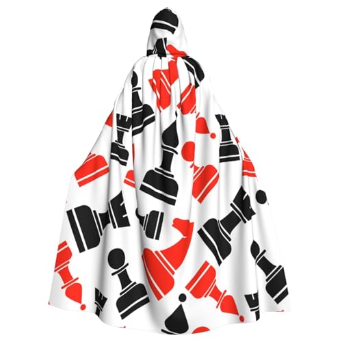 zkyfll Schachmuster-Druck, Damen, Herren, Erwachsene, Länge, Kapuzenumhang mit Kapuze, Halloween, Cosplay-Kostüme zkyfll Schachmuster-Druck, Damen, Herren, Erwachsene, Länge, Kapuzenumhang mit Kapuze, Halloween, Cosplay-Kostüme von zkyfll