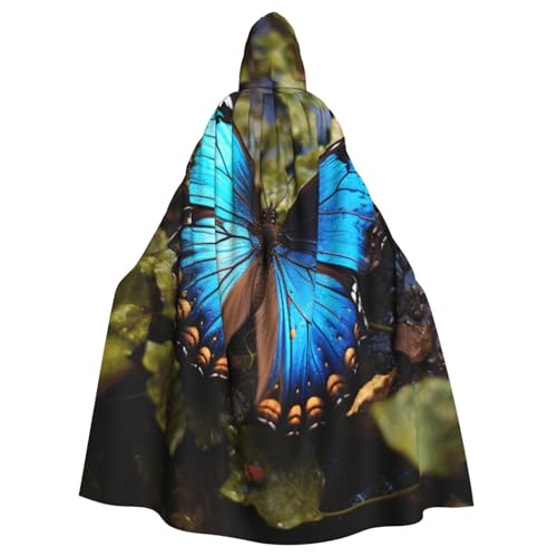 zkyfll Schöner blauer Schmetterlings-Druck, für Damen und Herren, Erwachsene, langer Kapuzenumhang mit Kapuze, Halloween-Cosplay-Kostüme zkyfll Schöner blauer Schmetterlings-Druck, für Damen und Herren, Erwachsene, langer Kapuzenumhang mit Kapuze, Halloween-Cosplay-Kostüme von zkyfll