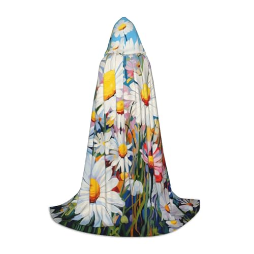 zkyfll Sommer-Umhang mit Gänseblümchen-Motiv, kleine Größe, Kapuzenumhang, Halloween-Kostüm, Halloween, Cosplay, Hexe, Robe, Umhang von zkyfll
