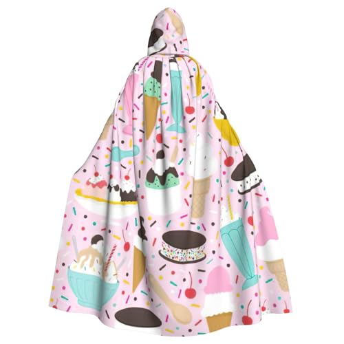 zkyfll Süßer Eiscreme-Aufdruck, für Damen und Herren, Erwachsenenlänge, Kapuzenumhang mit Kapuze, Halloween-Cosplay-Kostüme zkyfll Süßer Eiscreme-Aufdruck, für Damen und Herren, Erwachsenenlänge, Kapuzenumhang mit Kapuze, Halloween-Cosplay-Kostüme von zkyfll