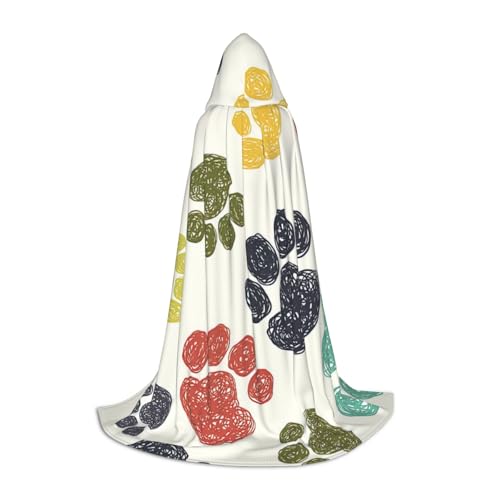 zkyfll Süßer farbenfroher Hundepfotenabdruck, kleine Größe, Kapuzenumhang, Halloween-Kostüm, Halloween, Cosplay, Hexe, Robe Cape zkyfll Süßer farbenfroher Hundepfotenabdruck, kleine Größe, Kapuzenumhang, Halloween-Kostüm, Halloween, Cosplay, Hexe, Robe Cape von zkyfll