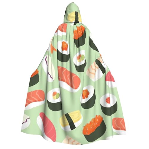 zkyfll Sushi-Lebensmittelmuster-Druck, groß, Damen, Herren, Erwachsene, Länge, Kapuzenumhang mit Kapuze, Halloween-Cosplay-Kostüme zkyfll Sushi-Lebensmittelmuster-Druck, groß, Damen, Herren, Erwachsene, Länge, Kapuzenumhang mit Kapuze, Halloween-Cosplay-Kostüme von zkyfll