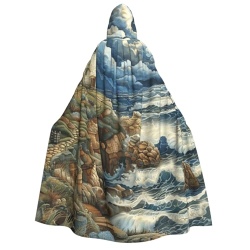 zkyfll The Seaside Leuchtturm-Druck, groß, für Damen und Herren, Erwachsenenlänge, Kapuzenumhang mit Kapuze, Halloween-Cosplay-Kostüme zkyfll The Seaside Leuchtturm-Druck, groß, für Damen und Herren, Erwachsenenlänge, Kapuzenumhang mit Kapuze, Halloween-Cosplay-Kostüme von zkyfll