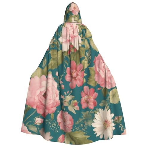 zkyfll Umhang mit Kapuze, Blumendruck, groß, für Damen und Herren, Erwachsene, mit Kapuze, Halloween, Cosplay-Kostüme von zkyfll