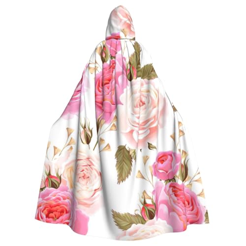 zkyfll Umhang mit Kapuze, Blumenmuster, Rose, rosa Druck, für Damen und Herren, Erwachsene, mit Kapuze, Halloween, Cosplay-Kostüme zkyfll Umhang mit Kapuze, Blumenmuster, Rose, rosa Druck, für Damen und Herren, Erwachsene, mit Kapuze, Halloween, Cosplay-Kostüme von zkyfll