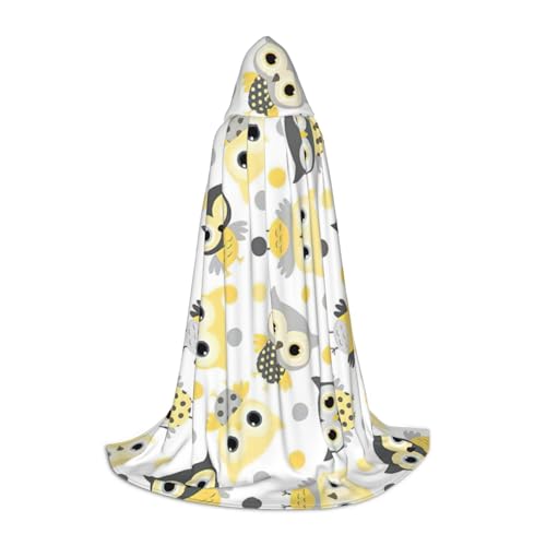 zkyfll Umhang mit Kapuze, Cartoon-Eulen, niedlicher Druck, kleine Größe, Halloween-Kostüm, Halloween, Cosplay, Hexe, Robe, Umhang von zkyfll