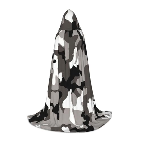 zkyfll Umhang mit Kapuze, Größe S, grau-weiß, Camouflage-Muster, Halloween-Kostüm, Cosplay, Hexe, Robe, Umhang von zkyfll