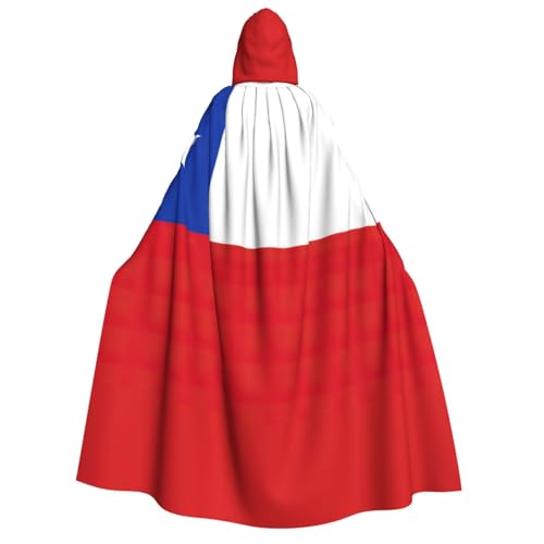 zkyfll Umhang mit Kapuze, Motiv: Flagge von Chile, groß, für Damen und Herren, Erwachsenenlänge, mit Kapuze, Halloween-Cosplay-Kostüme von zkyfll