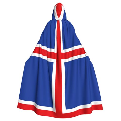 zkyfll Umhang mit Kapuze, Motiv: Flagge von Island, für Damen und Herren, Erwachsenenlänge, mit Kapuze, Halloween, Cosplay-Kostüme von zkyfll