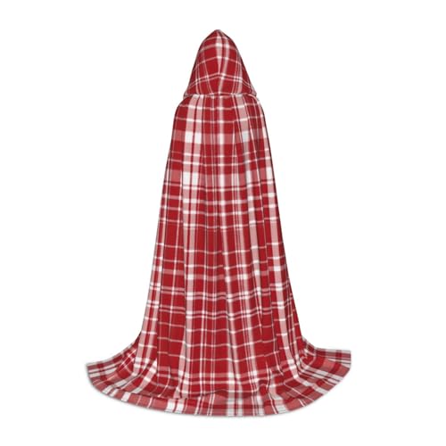 zkyfll Umhang mit Kapuze, kariert, Rot und Schwarz, klein, Halloween-Kostüm, Halloween, Cosplay, Hexe, Robe Cape von zkyfll