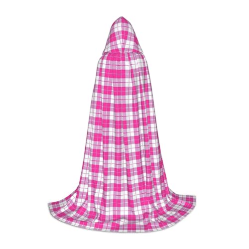 zkyfll Umhang mit Kapuze, rosa Karomuster, klein, Halloween-Kostüm, Halloween, Cosplay, Hexe, Robe Cape von zkyfll