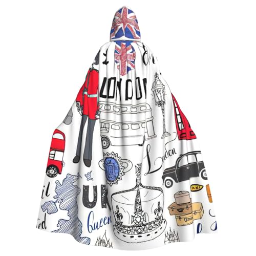 zkyfll Umhang mit Kapuze "I Love London", für Damen und Herren, Erwachsenenlänge, mit Kapuze, Halloween-Cosplay-Kostüme zkyfll Umhang mit Kapuze "I Love London", für Damen und Herren, Erwachsenenlänge, mit Kapuze, Halloween-Cosplay-Kostüme von zkyfll