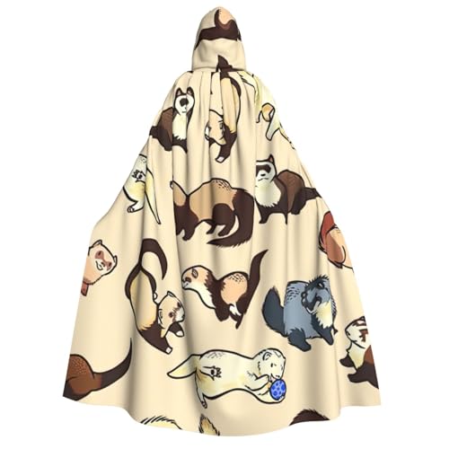 zkyfll Umhang mit Kapuze und Frettchen-Aufdruck, groß, für Damen und Herren, Erwachsenenlänge, mit Kapuze, Halloween-Cosplay-Kostüme zkyfll Umhang mit Kapuze und Frettchen-Aufdruck, groß, für Damen und Herren, Erwachsenenlänge, mit Kapuze, Halloween-Cosplay-Kostüme von zkyfll