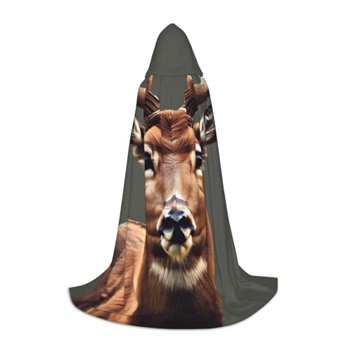 zkyfll Umhang mit Kapuze und Hirsch-Motiv, klein, Halloween-Kostüm, Halloween, Cosplay, Hexe, Robe Cape von zkyfll
