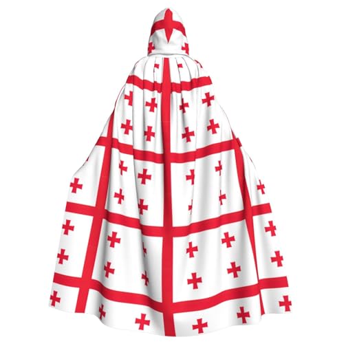 zkyfll Umhang mit Kapuze und Kapuze, Motiv: Flagge von Georgia, für Damen und Herren, Erwachsenenlänge, Halloween-Cosplay-Kostüme von zkyfll