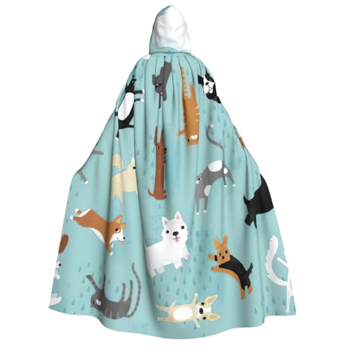 zkyfll Umhang mit Kapuze und Kapuze, Motiv: Regenkatzen und Hunde, groß, für Damen und Herren, Erwachsenenlänge zkyfll Umhang mit Kapuze und Kapuze, Motiv: Regenkatzen und Hunde, groß, für Damen und Herren, Erwachsenenlänge von zkyfll