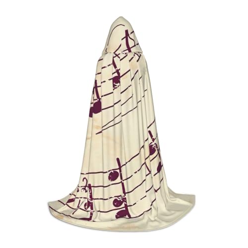 zkyfll Umhang mit Kapuze und Musiknote, Blumendruck, klein, Halloween-Kostüm, Halloween, Cosplay, Hexe, Robe Cape von zkyfll